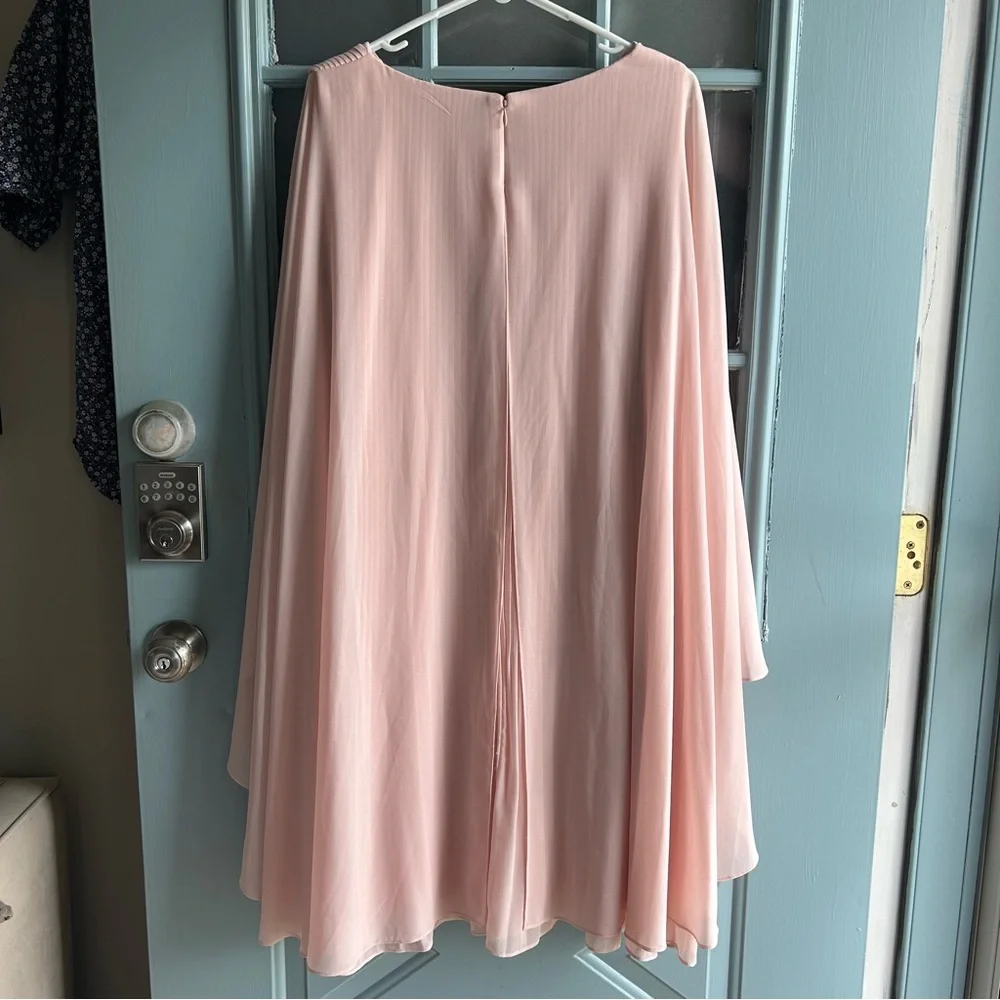 Alex Marie Jordan Sleeveless Cape Pleated Drape Sleeve Dress Pink Lined 1X 18W
